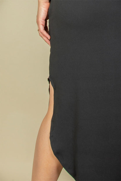 Plus Size Hidden Pocket Batwing Sleeve V Neck Long Dress (CAPELLA)