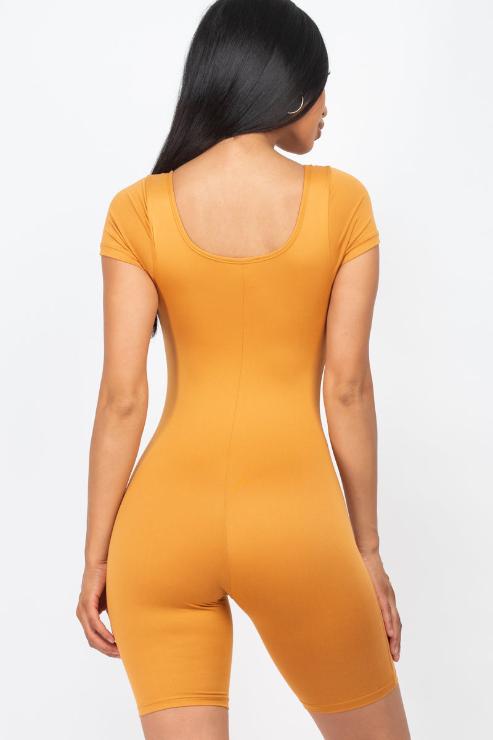 Short Sleeve Scoop Neck Bodycon Romper (CAPELLA)