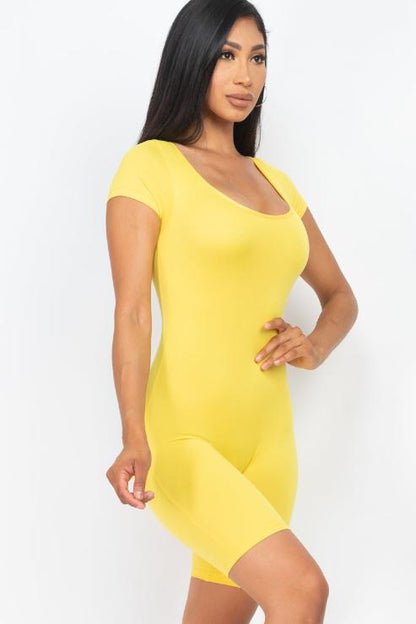 Short Sleeve Scoop Neck Bodycon Romper (CAPELLA)