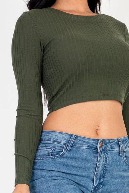 Long Sleeve Round Neck Basic Crop Top (CAPELLA)