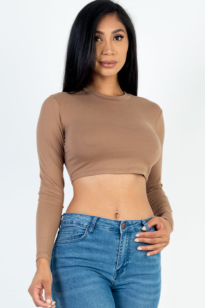 Crew Neck Long Sleeve Cropped Top (CAPELLA)