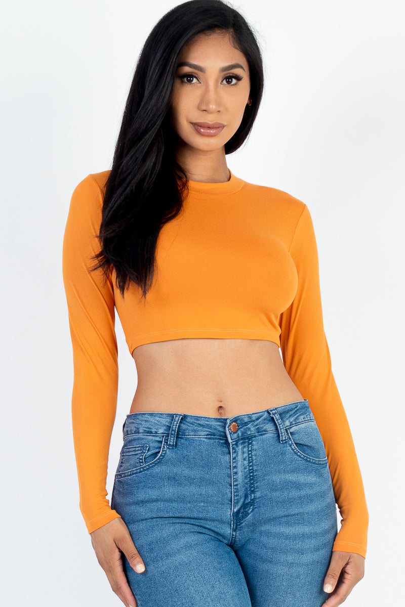 Crew Neck Long Sleeve Cropped Top (CAPELLA)