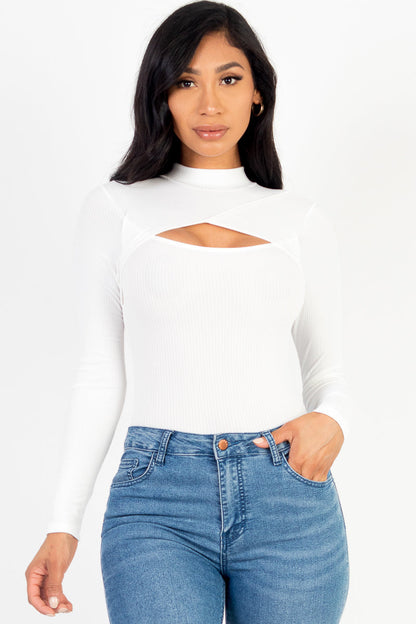 Front Cutout Long Sleeve Bodysuit (CAPELLA)