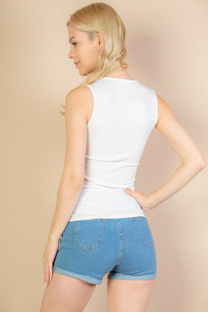 Ribbed V-Neck Sleeveless Top (CAPELLA)