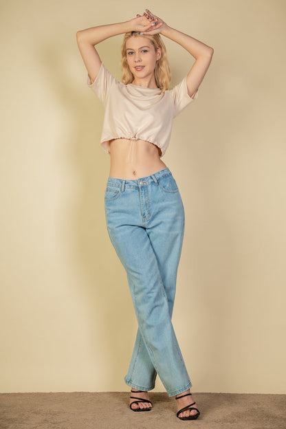 French Terry Toggle Drawstring Crop Top (CAPELLA)
