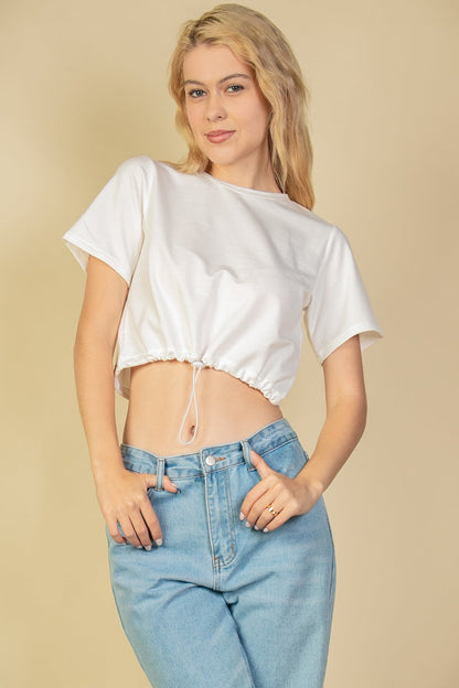 French Terry Toggle Drawstring Crop Top (CAPELLA)