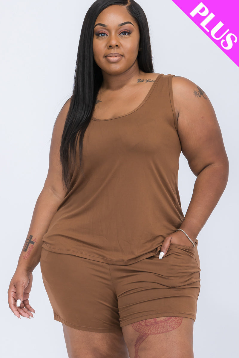 Plus Comfy Tank Top & Shorts Set (CAPELLA)