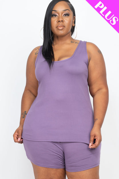 Plus Comfy Tank Top & Shorts Set (CAPELLA)