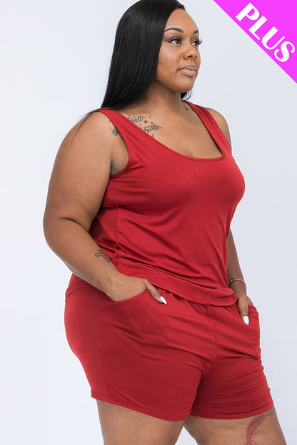 Plus Comfy Tank Top & Shorts Set (CAPELLA)