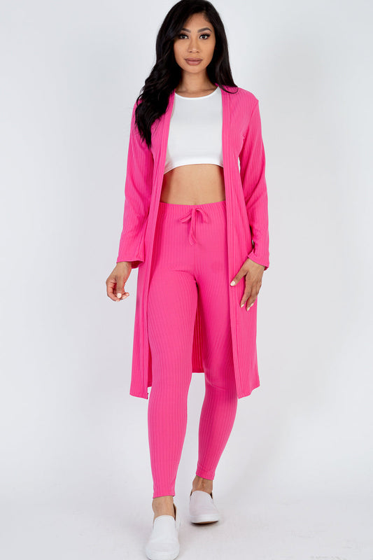 Ribbed Long Cardigan & Leggings Set (CAPELLA)
