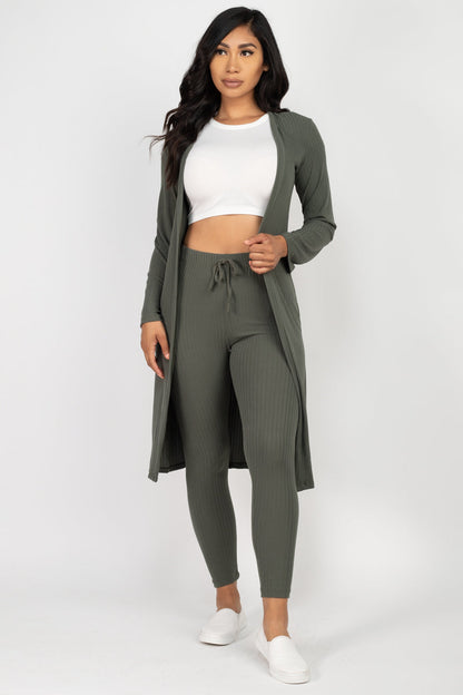 Ribbed Long Cardigan & Leggings Set (CAPELLA)