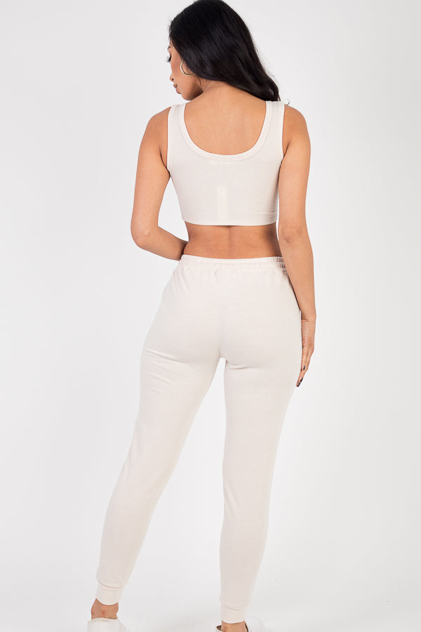 French Terry Cropped Tank Top & Joggers Set (CAPELLA)