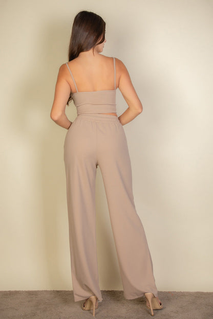 Bustier Crop Cami Top & Slant Pocket Straight Pants (CAPELLA)