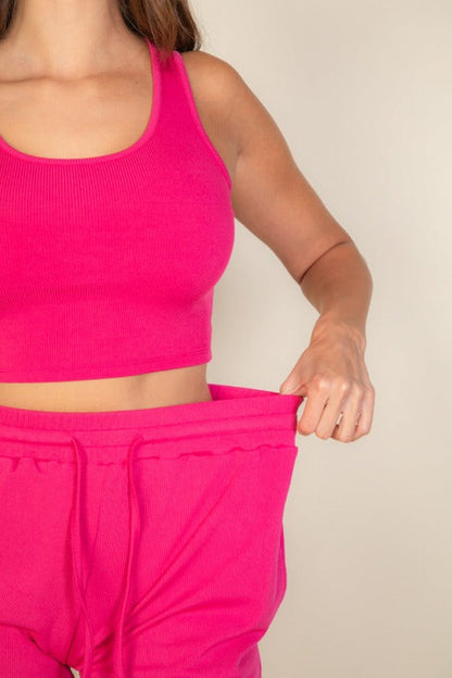 Ribbed Crop Tank Top & Shorts Set (CAPELLA)