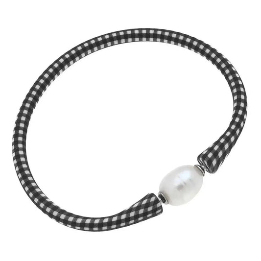Pearl Divine Bracelet (Black and White Gingham)