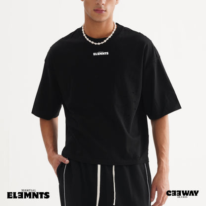 ESSNTIAL ELEMNTS Unisex Oversize DS Frayed Tee
