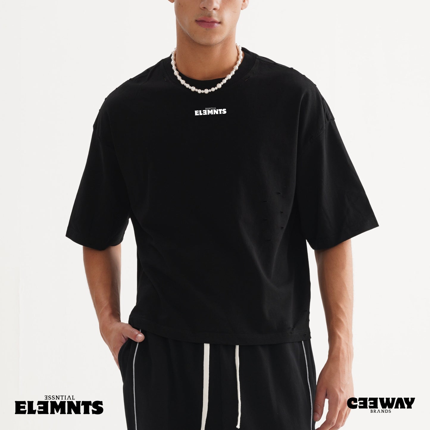 ESSNTIAL ELEMNTS Unisex Oversize DS Frayed Tee
