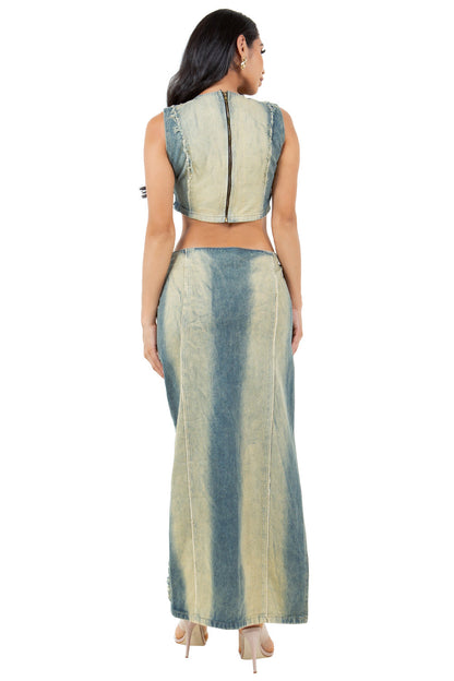 WOMEN FASHION DENIM TWO PIECE PANTS SET