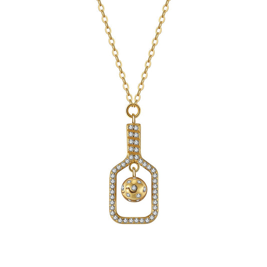 Pickleball Volley Up Mini Necklace Gold