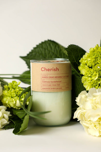Cherish, Mardi Gras Indians / Oak Moss Scent: Candles for Good