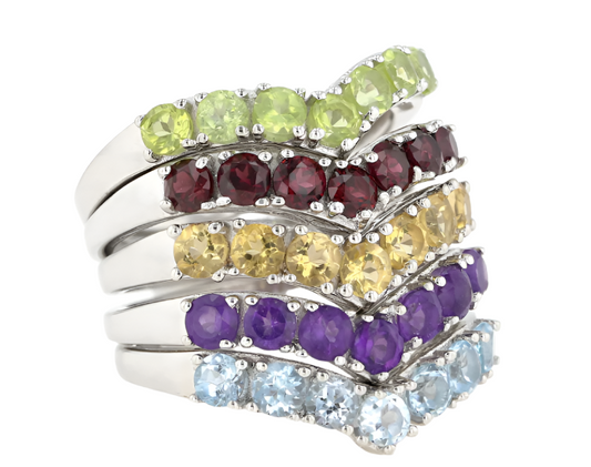 Chevron Radiance Sterling Silver Gemstone Ring