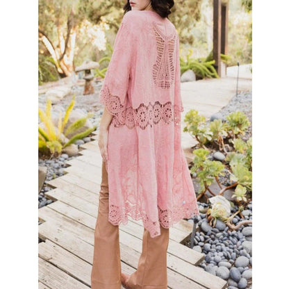 Crochet Open Patch Longline Kimono