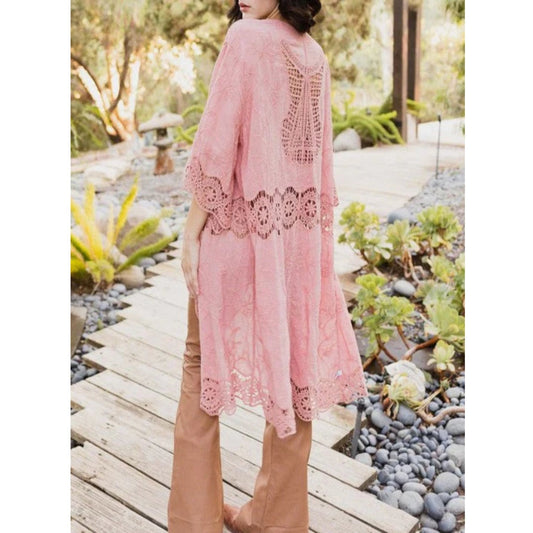 Crochet Open Patch Longline Kimono
