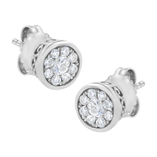 .925 Sterling Silver 1/2 Cttw Lab Grown Diamond Flower Stud Earring (F-G Color, Vs2-Si1 Clarity)