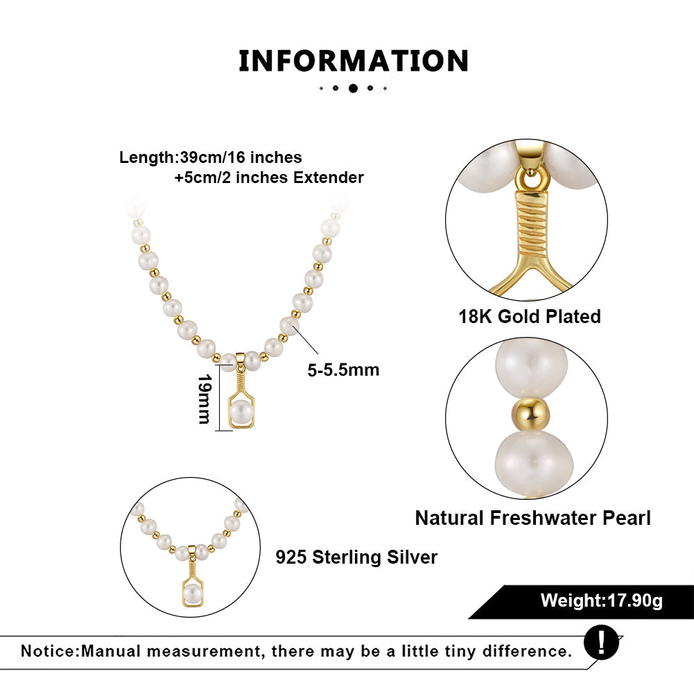 Pickleball Paddle Pearly Necklace