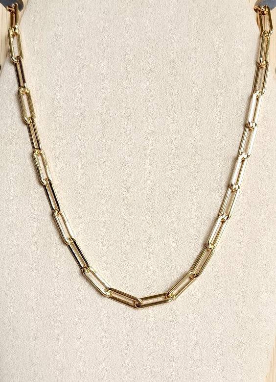 X Gold Filled Medium Link paper Clip Chain Necklace