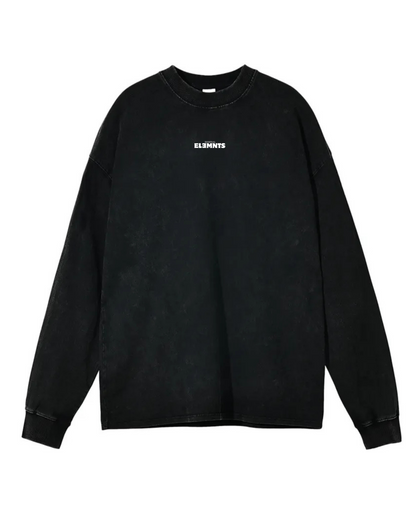 ESSNTIAL ELEMNTS Unisex 250G Acid Wash OS LS Tee
