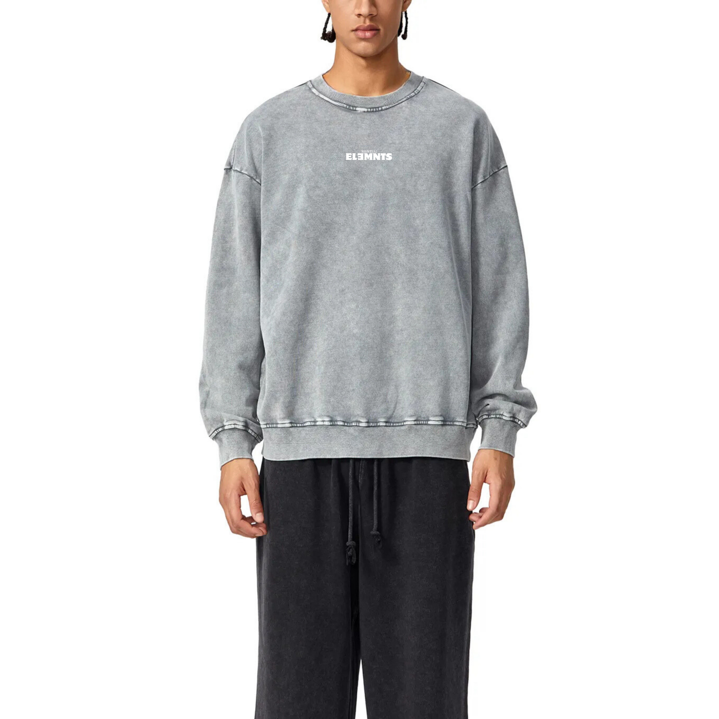ESSNTIAL ELEMNTS Unisex 360G Acid Wash Sweatshirt