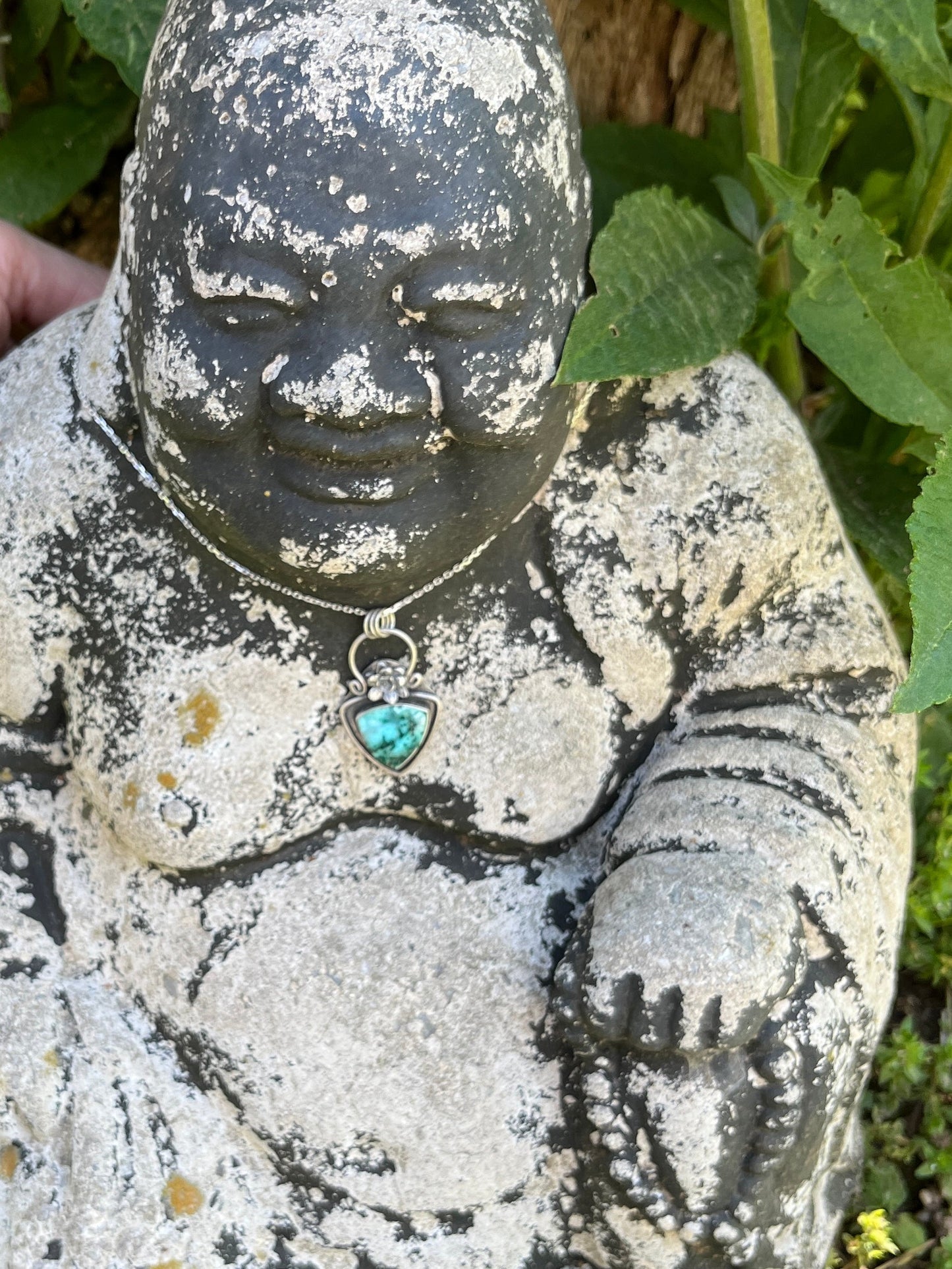Chrysocolla with Malachite Crystals and Flower Necklace