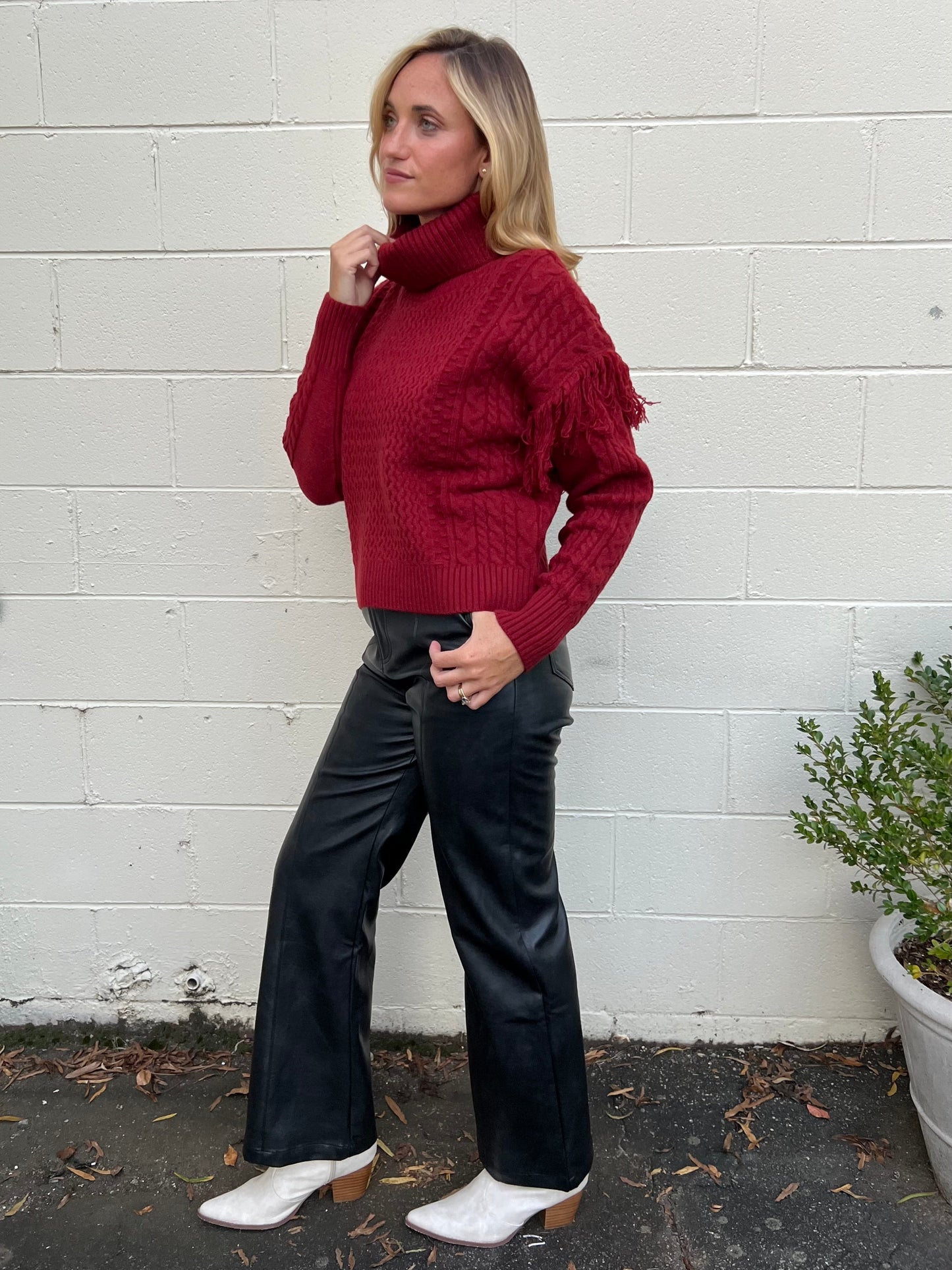 Rebel Faux Leather Wide Leg Pants