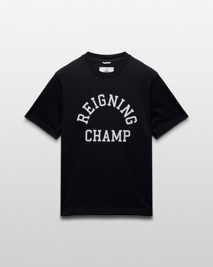 Reigning Champ Midweight Jersey Arch Logo T-Shirt in Black