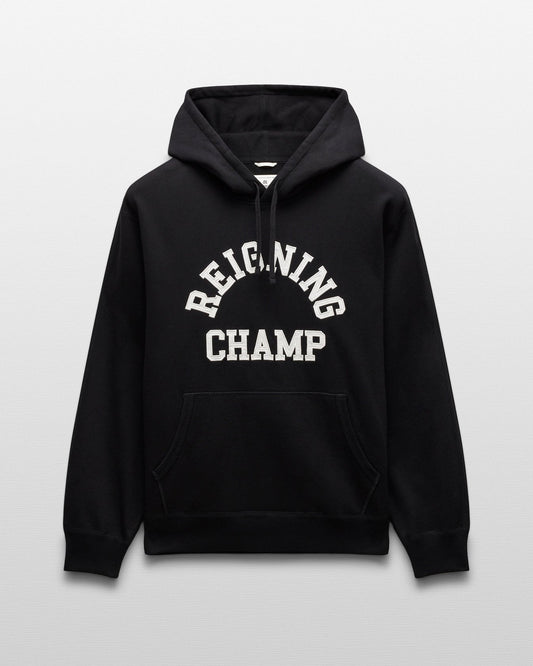 Reigning Champ Midweight Terry Arch Logo Hoodie in Black