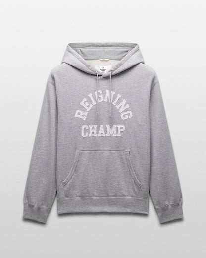 Reigning Champ Migweight Terry Arch Logo Hoodie in Heather Grey