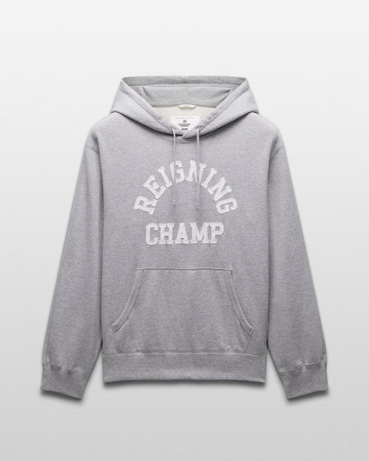 Reigning Champ Migweight Terry Arch Logo Hoodie in Heather Grey