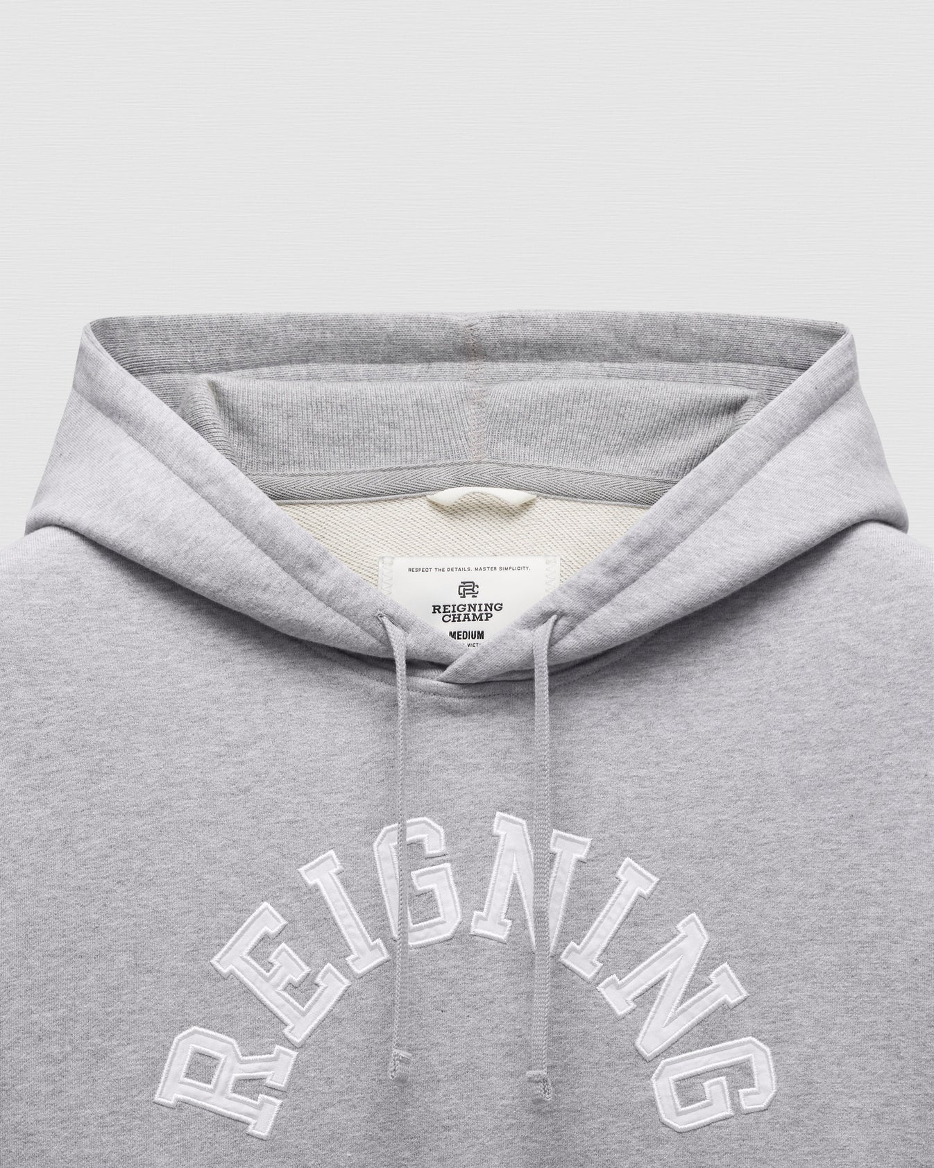 Reigning Champ Migweight Terry Arch Logo Hoodie in Heather Grey
