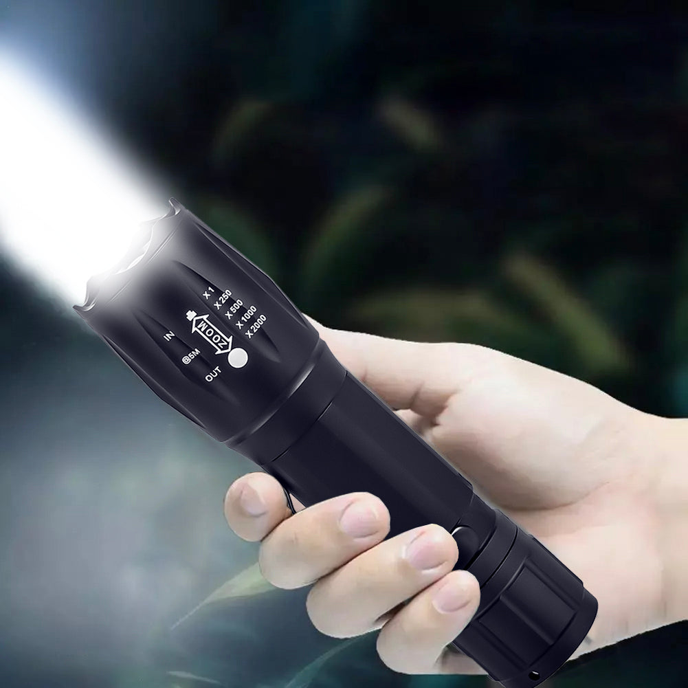 2 Pack Light Bead Telescopic Zoom Strong Adjustable Mode Flashlight
