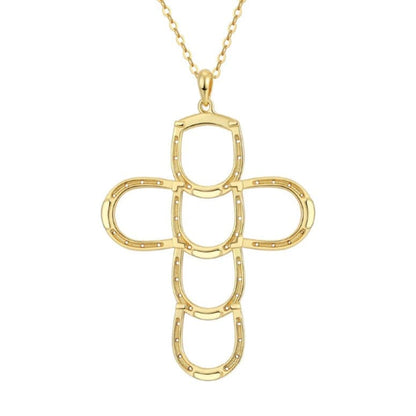 Saints Faith Luck Gold Cross Necklace