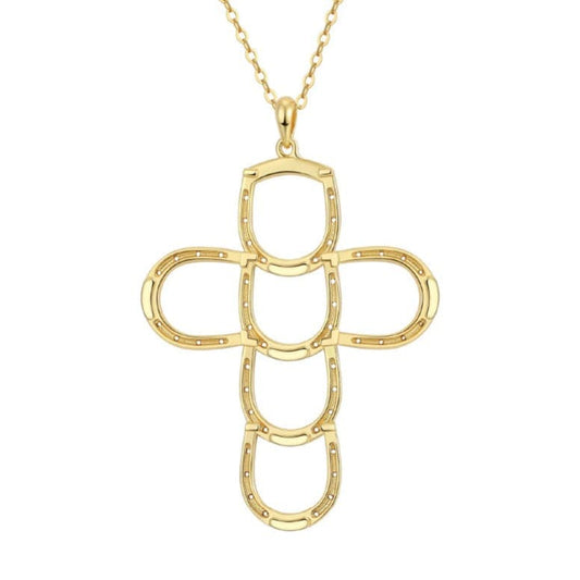 Saints Faith Luck Gold Cross Necklace