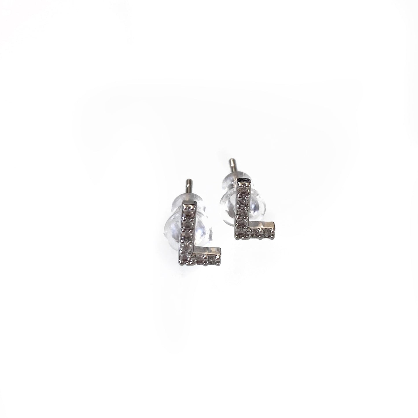 Silver Initial Studs