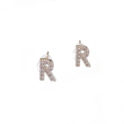 Silver Initial Studs
