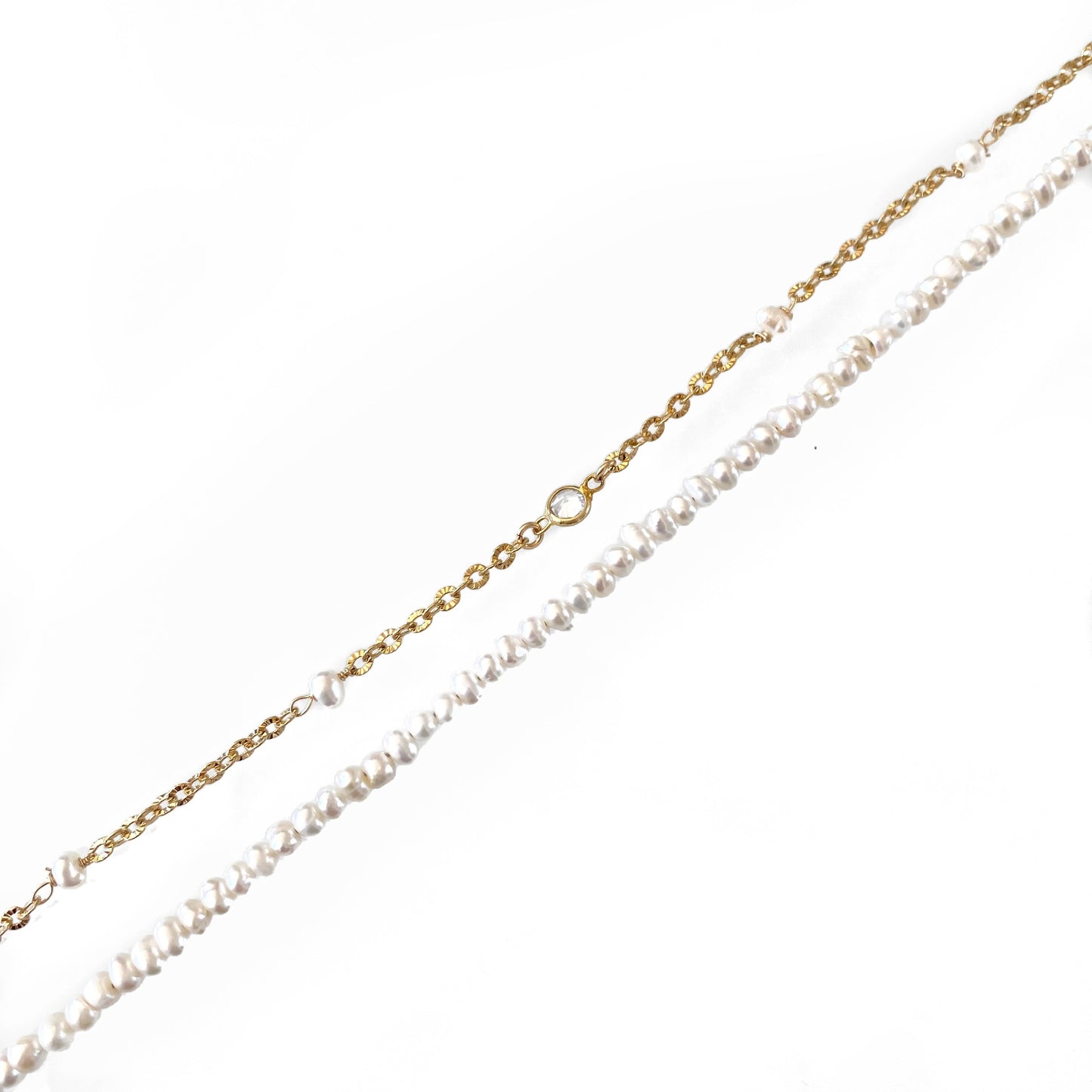 Pearl CZ Anklet Set