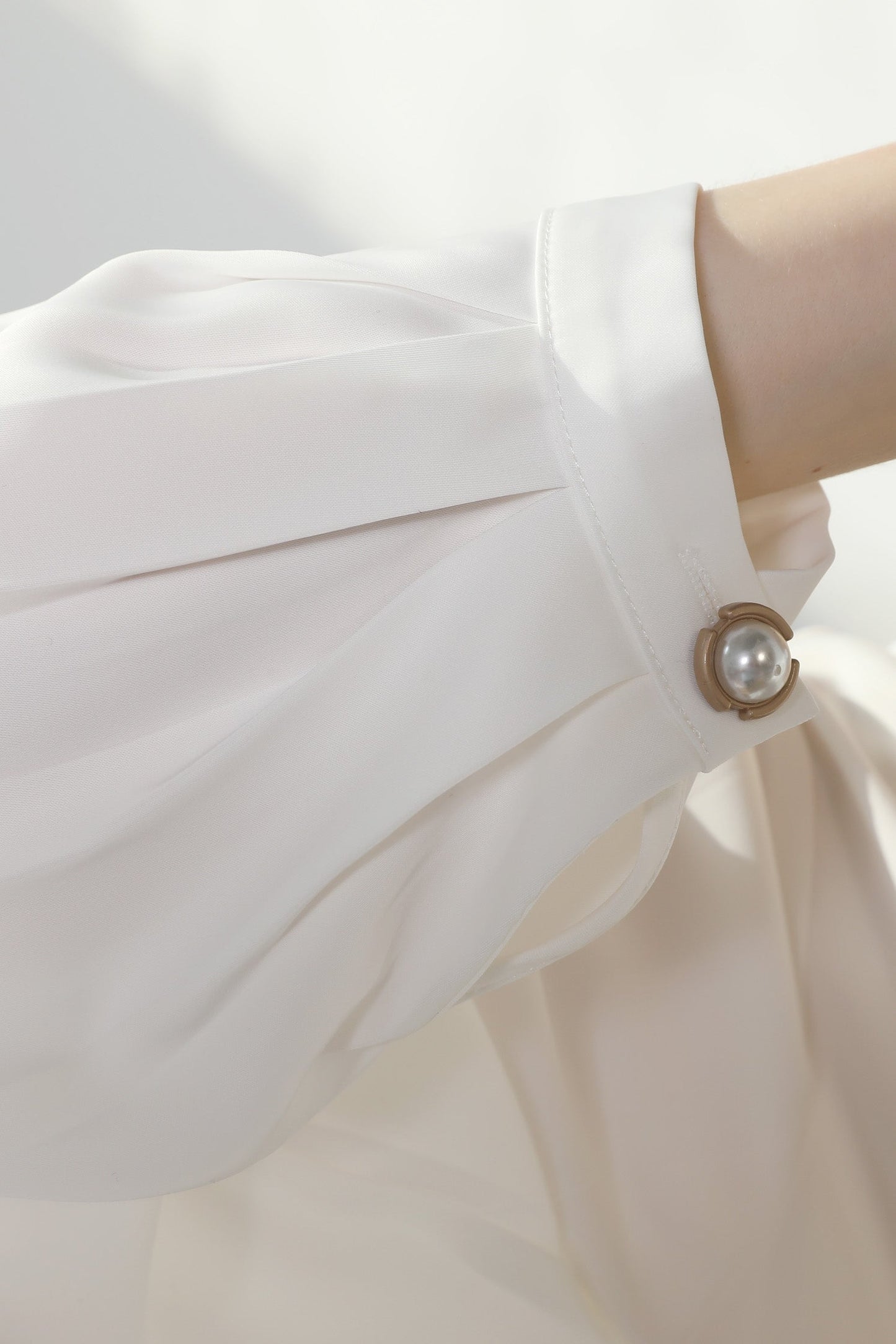 Feminine Blouse White With Pearl Detail