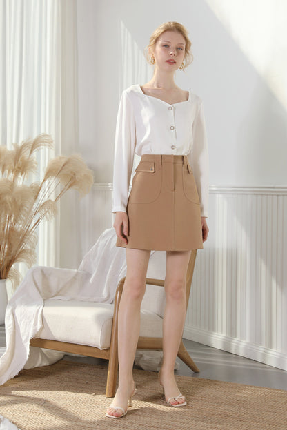 Feminine Blouse White With Pearl Detail