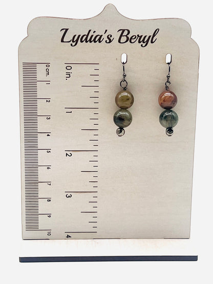 Green Agate and Copper Earrings