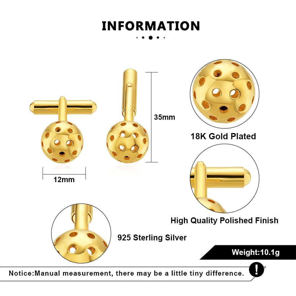 Pickleball Cuff Links Gold Ball