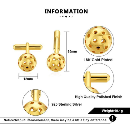 Pickleball Cuff Links Gold Ball